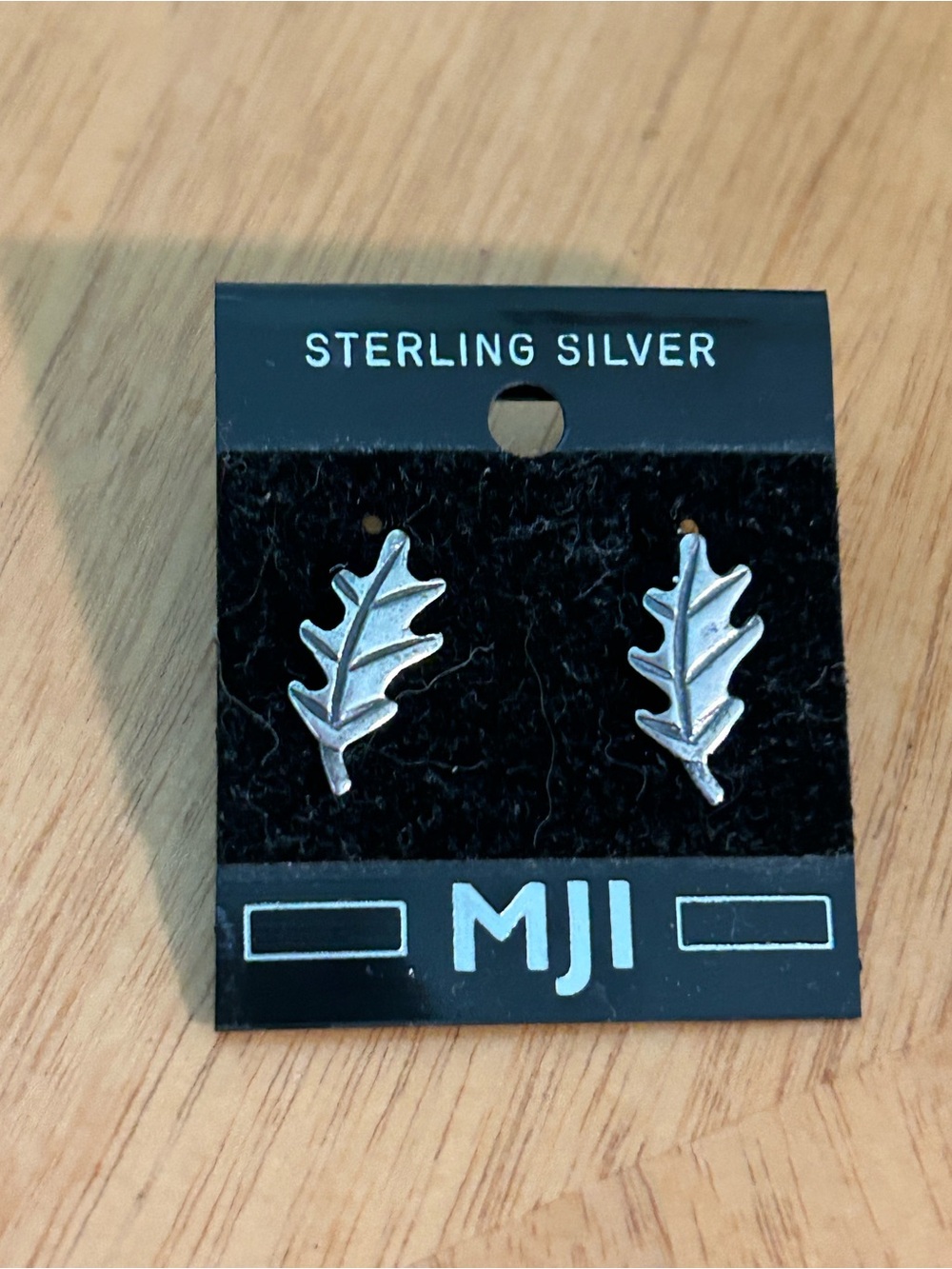 Sterling Silver Oak Leaf Stud Earrings - Silver